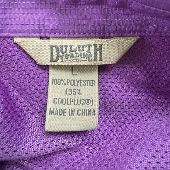 Duluth Trading Co Snap Front Shirt Long Sleeve Vented CoolPlus Outdoors Purple L - Picture 3 of 11